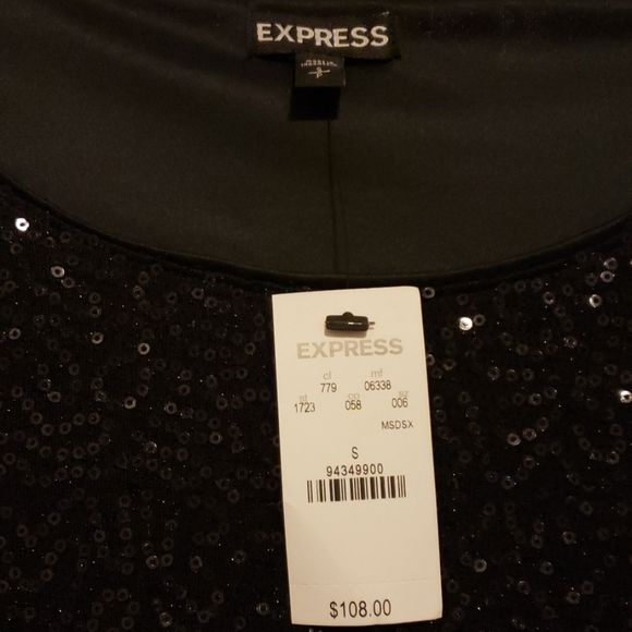 EXPRESS black sequin long sleeve dress NWT - Picture 3 of 7